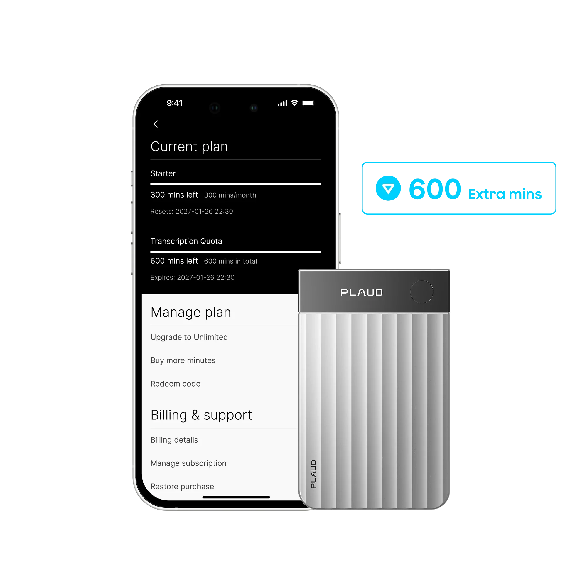 Plaud Note Pro & add-on extension 600 mins - Image 2