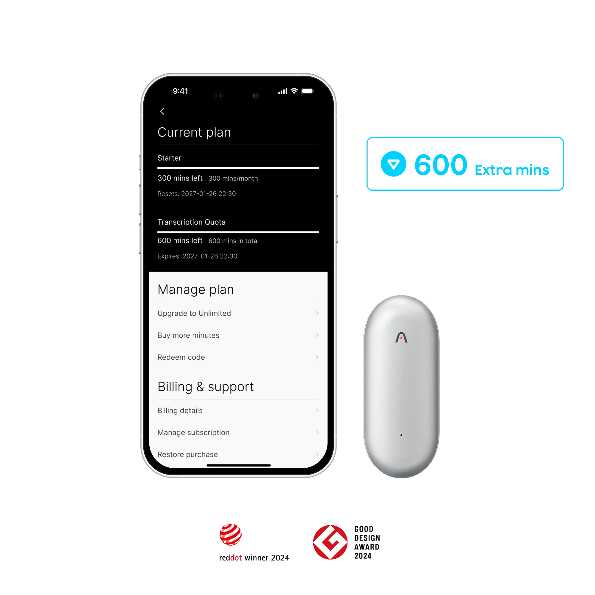 Plaud NotePin & add-on extension 600 mins - Image 2