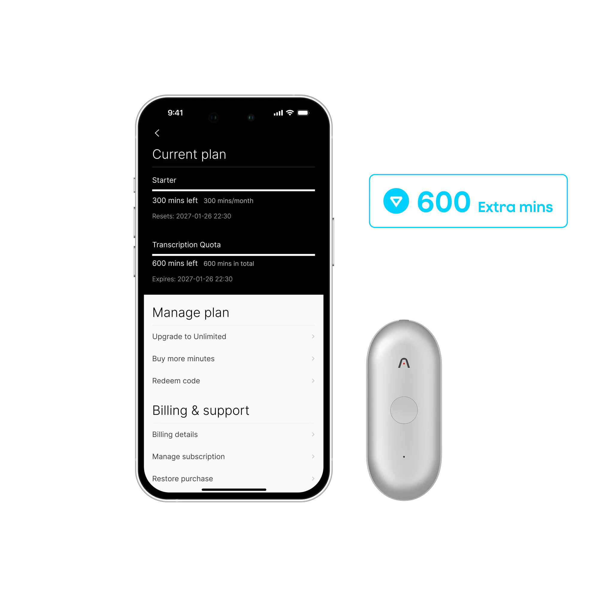 Plaud NotePin S & add-on extension 600 mins - Image 2