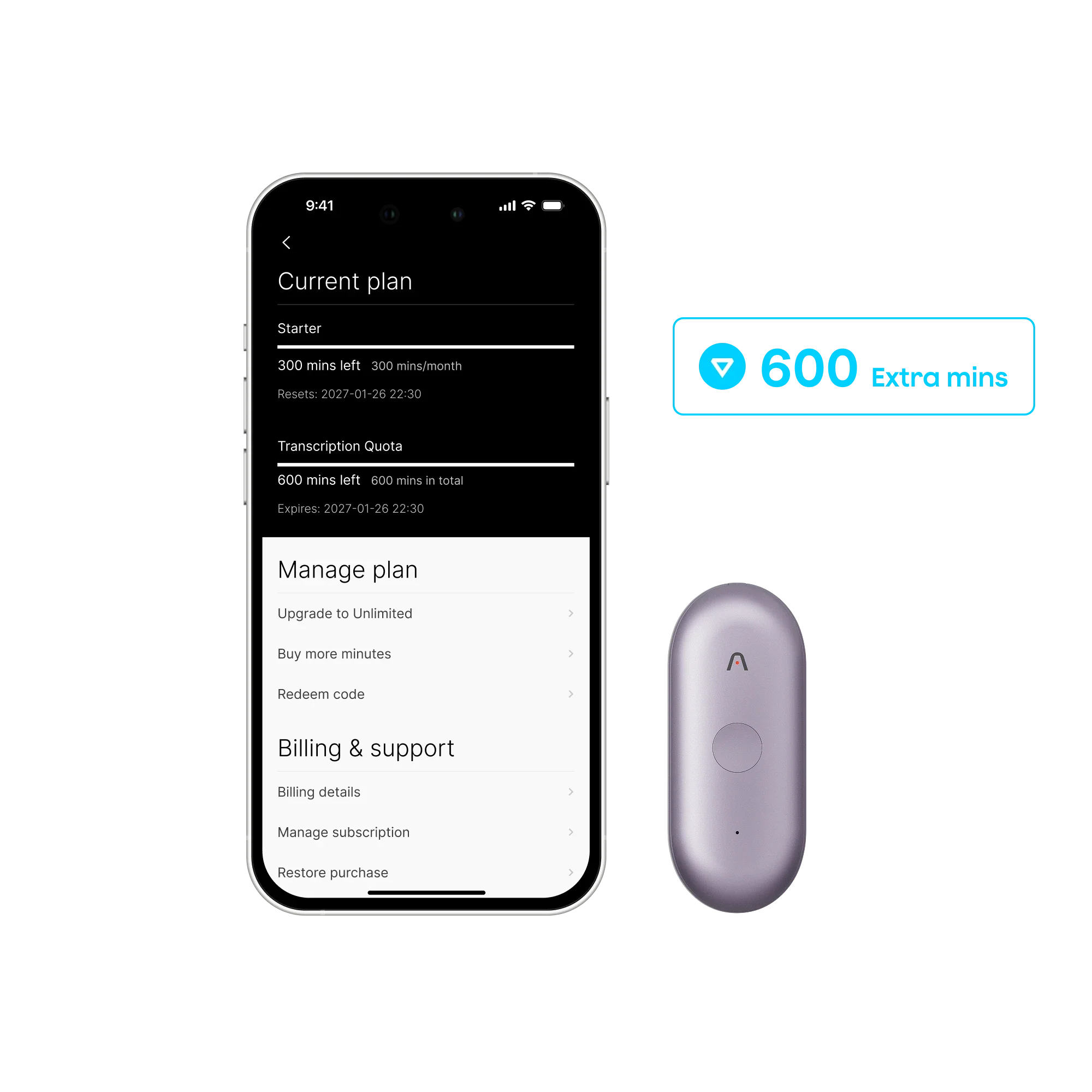 Plaud NotePin S & add-on extension 600 mins - Image 3
